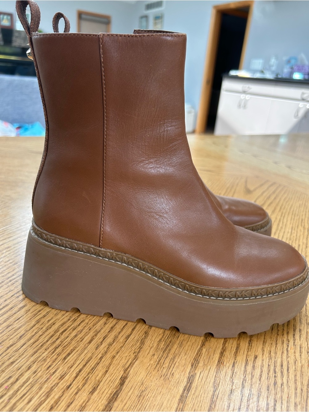 Michael Kors Cognac Brown Platform Ankle Boots